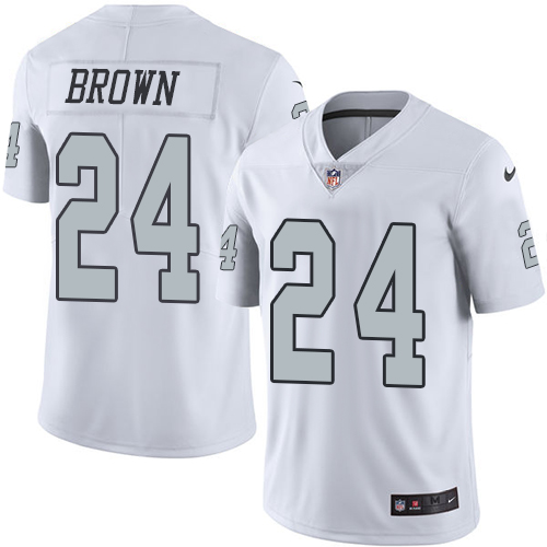 Nike Raiders #24 Willie Brown White Men's Stitched NFL Limited Rush Jersey - Click Image to Close